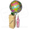 Botella de Dulces en Caja de Madera con Globo