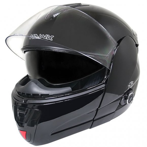 Hawk H-6607 brillante Negro Dual-Visor Modular casco de la motocicleta con Bluetooth