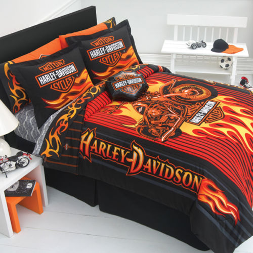 Conjunto de sabanas estilo Jinete en llamas - Harley Davidson