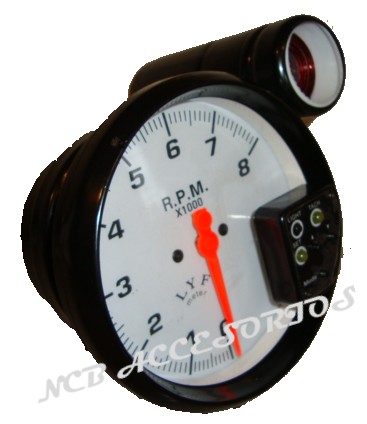 TACOMETRO NEGRO FONDO BLANCO DE 8000 RPM 7 COLORES