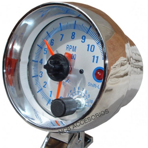 TACOMETRO 11000 RPM DIGITAL REGULACION MANUAL , CARCAZA CROMADA SHIFT LIGHT INCORPORADO