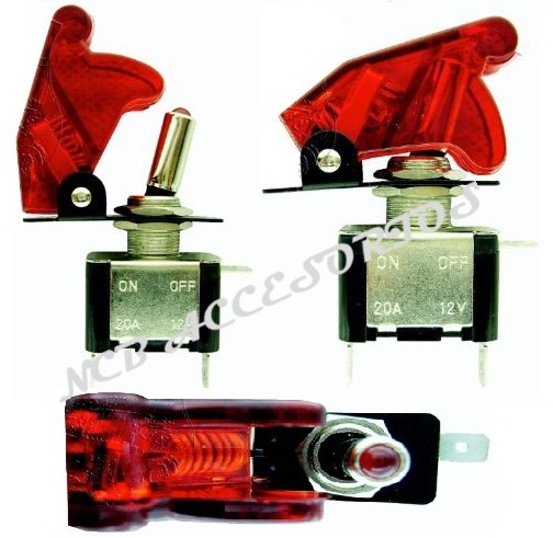 TECLA TIPO AVION EN COLOR ROJO CON LED INDICADOR ON-OFF