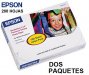 Epson S041727, Set de DOS PAQUETES de PAPEL EPSON PREMIUN GLOSSY PHOTO P 4X6”  100 HOJAS (total 200 Hojas)