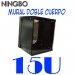 Ningbo 15U 60265152100, RACK MURAL 15U DOBLE CUERPO (PIVOTANTE) METALICO ALTO: 768 MM; ANCHO: 600 MM;  PROF.: 550 MM , PUERTA DELANTERA DE VIDRIO TEMPLADO AHUMADO  CON CHAPA, INCLUYE UN GRUPO DE FIJACIN  + LLAVE ALLEN. MURAL ARMADO