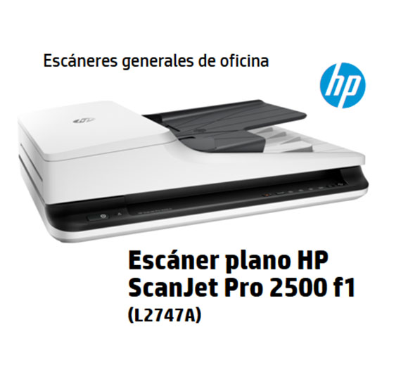 HP ScanJet 2500 F1 L2747A#BGJ, FLATBED SCANNER Hasta 20 ppm/40 ipm a 300dpi B/N, ADF DUPLEX HASTA 50 PAG, USB 2.0, 64MB, CD 1500PAG EN ADF