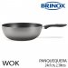 Brinox 7014/372, Sarten de Aluminio, WOK, AntiAderante, Color Chili Plata, 24x7cm, 2.3litros