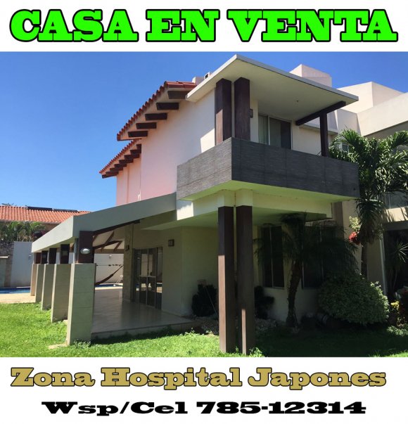 VENDO: BELLISIMA Y AMPLIA CASA,TERRENO 690 Mts, CONSTRUIDO 617 Mts, Zona del Hospital Japones Tercer Anillo Externo (SCZ/Bolivia), Lista Para Entregar, Documentos al Dia. SC/BO