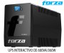 FORZA SL-602UL, UPS INTERACTIVO, 600VA/360W 220VAC, 6 tomas de corriente (5 Para respaldo/regulacin y 1 exclusiva contra sobretensin), 45-65Hz, Tiempo de Autonoma de 25 minutos Aprox.  Usa Baterias de 12V 7Ah, Puerto USB, RJ11