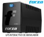 FORZA SL-802UL, UPS INTERACTIVO, 800VA/480W 220VAC, 6 tomas de corriente (5 Para respaldo /regulacin y 1 exclusiva contra sobretensin), 45-65Hz, Tiempo de Autonoma de 32 minutos Aprox, Puerto USB, RJ45/11 Fax y modem