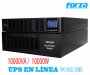 FORZA FDC-210KMR, UPS EN LNEA MONTAJE EN RACK / TORRE, 10000VA/10000W 110-300VAC, Apagado automtico de emergencia (EPO), USB/ SNMP / RS232, Frecuencia de 50 - 60Hz,Tecnologa MOV, Usa 20 baterias FUB-1290 (12V 9A), 592x250x826mm