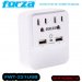 Forza FWT-221USB, TOMACORRIENTE PROTECTOR DE SOBRETENSION CON PUERTOS USB 1875 W 110-220VAC / 15A, Tomacorriente de pared con prot.p/2 componentes electr., 1080 Joules, 2 USB carga 2.4A, Material retardante de llama