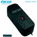 Forza FVR-2202, REGULADOR ESTABILIZADOR AUTOMÁTICO DE VOLTAJE 2200VA/1100W, 220VAC, 8 Salidas, 50-60Hz, Material termoplástico retardante de llama, Protección para la línea de teléfono, fax, módem, Internet y la red.