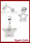 Aros y Dije Plata Rodinada Estrellas