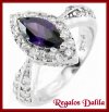 Anillo Plata Rodinada  Amatista CZ Marquis
