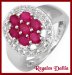 Anillo Plata Rodinada Rubies Naturales Roseta