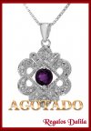 Dije de Plata 925 Roseta Amatista/Diamante
