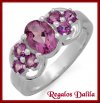 Anillo Plata Rodinada Amatistas Naturales