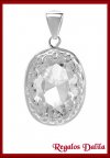 Dije de Plata Rodinada Oval CZ Cristal