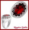 Anillo Plata Rodinada Granate CZ Imponente