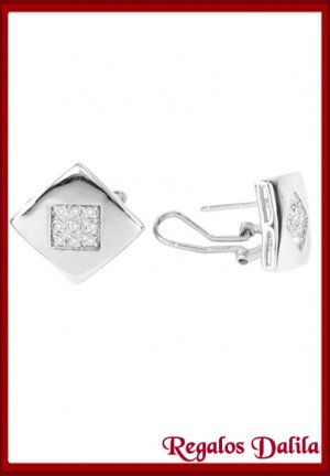 Aros de Plata Rodinada CZ Cristal