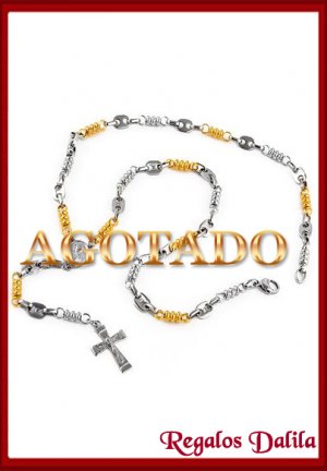 Rosario de Acero Y Oro Eslabón Combinado