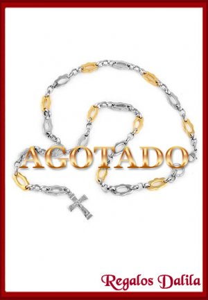 Rosario de Acero Y Oro Eslabón Combinado