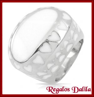 Anillo de Acero Esmaltado Oval