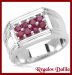 Anillo Plata Rodinada Rubíes Naturales