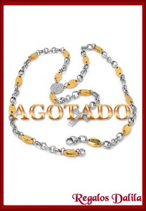 Rosario de Acero Y Oro Eslabón Combinado