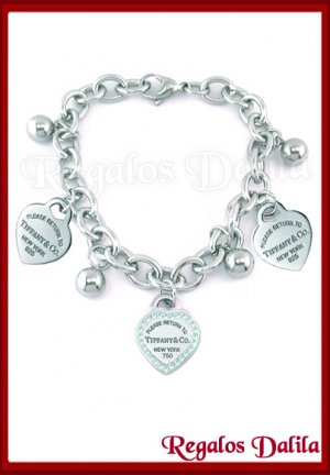 Pulsera Tiffan Corazones 1 Cristal