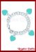 Pulsera Tiffan Corazones 4 Turquesas