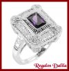 Anillo Plata Rodinada  Amatista CZ y Pav�