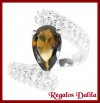 Anillo Plata Rodinada CZ Caramelo Torzado