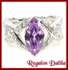 Anillo Plata Rodinada Amatista CZ Trenza