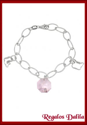 Pulsera Plata Rodinada con Dijes