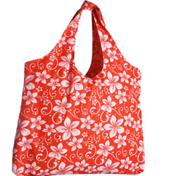 BOLSO REUSABLE ROJO FLORES BLANCAS