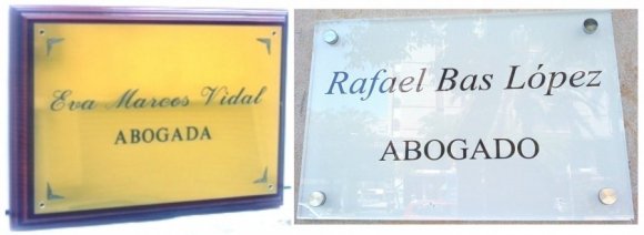 PLACAS PROFESIONALES (abogados, médicos, notarios, etc...)